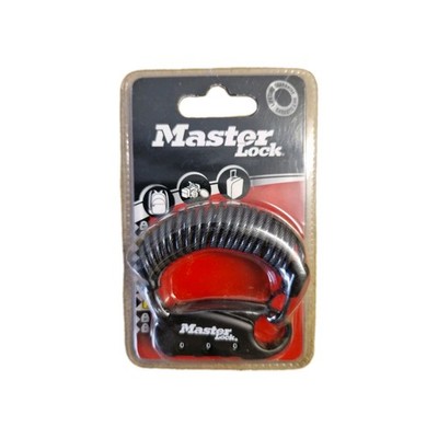 Master Lock, KARABINER-SPIRALSCHLOSS SCHWARZ 3 ZIFFERN 60CM KABEL, Zahlenschloss