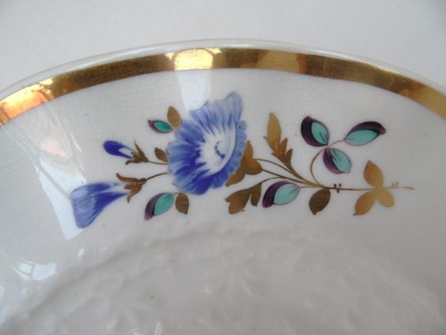 Antique 1830+ William IV Samuel Alcock Gilded Plate HP Morning Glory Convolvulus - Bild 7 von 15