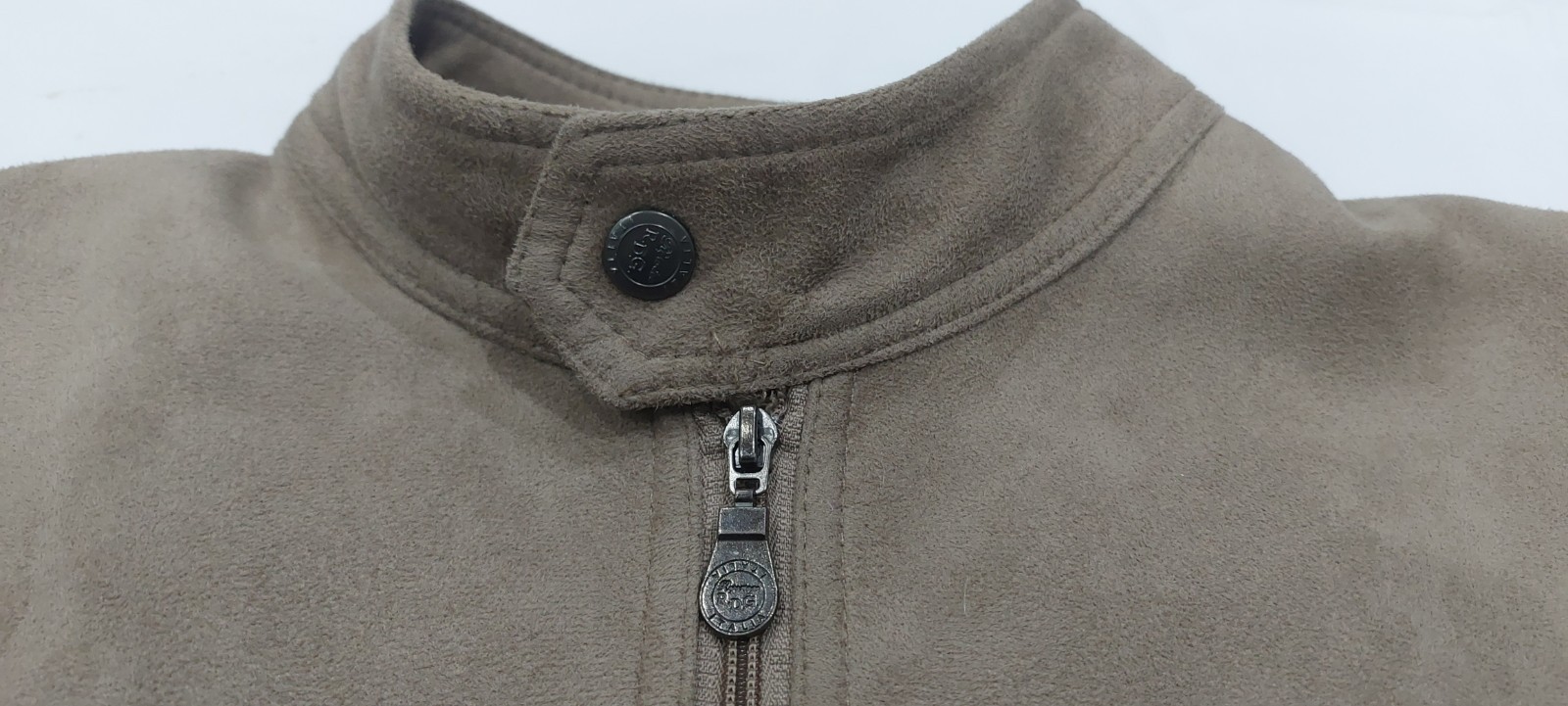 R-D-G Men’s Brown Suede - Style Jacket XL Zip/Button Lined Pockets Band Collar 4