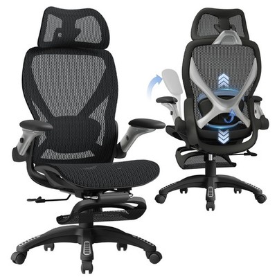 ELABEST X100 Ergonomic Mesh Office Chair with Footrest, Big and Tall Hone Des...