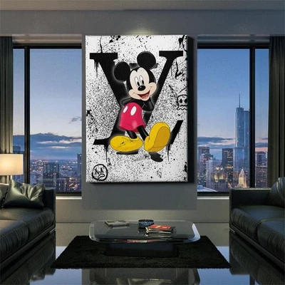 ✅WANDBILD LEINWAND,  ACRYLGLAS MICKEY MOUSE DESIGNER LUXUS POP ART LV PREMIUM - Bild 1 von 4