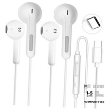 2 Pack USB C Headphones for iPhone 17 16 15 Pro Max Plus iPad Pro 2 Pack White