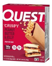    New QUEST Crispy PEANUT BUTTER  JELLY Net Carbs Protein Bars 1 Box 8.46oz