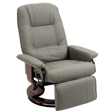 Faux Leather Manual Recliner, Adjustable Swivel Lounge Chair with Footrest, A...