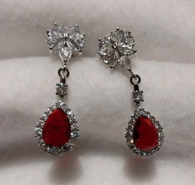 drop dangle earrings bling shiny simulated diamond Ruby earrings