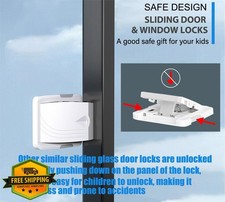 BRZUIL Sliding Door Child Lock, 2pk Baby Safety Window Locks, No Drilling