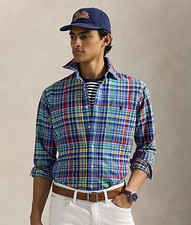 Polo Ralph Lauren Men's SZ S Oxford Button UP Shirt Classic-Fit Blue Plaid