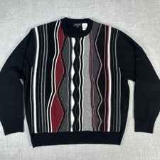 Vintage 90s Cellinni Coogi Style Biggie Sweater Sz XL 3D Knit Men?s Multicolor