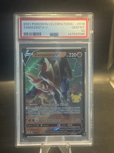 2021 POKEMON CELEBRATIONS #018 ZAMAZENTA V PSA 10