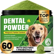 Dog Teeth Cleaning Powder, Dog Dental Powder and Cats Breath Freshener, Plaque o