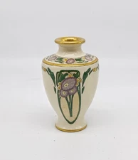 Antique ARTS & CRAFTS era hand painted enameled cabinet vase