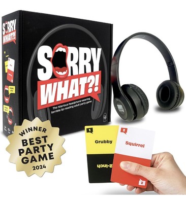 Sorry What?! Lustiges schreckliches Lippenlesen Partyspiel Erwachsene 2+ Spieler Alter 17+