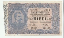 10 Lire Banknote Italien P-20h 1888 XF RAR