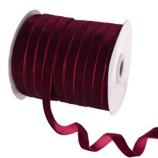 50 Yards Burgundy Velvet Ribbon 3/8 Inch for Gift Wrapping Wedding Flower Bouque