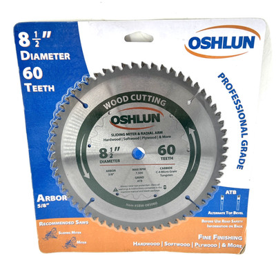 SBW-085060 8-1/2-Inch 60 Tooth Negative Hook Finishing ATB Saw Blade Arbor 5/8 