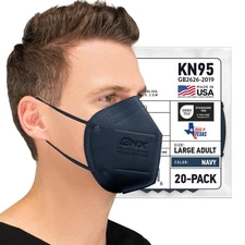 BNX 20-Pack KN95 Face Mask, Disposable Particulate KN95 Mask Made in USA, Pro...