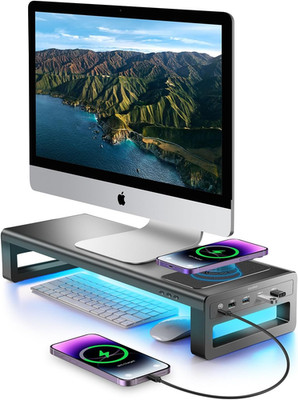 VAYDEER USB 3.0 Monitorständer Mit Kabelloser Aufladung & Datenübertragung - Met