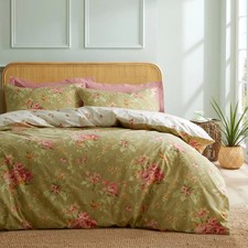 mixinni Duvet Cover Full Size, Long Staple Cotton Reversible Green Floral Duv...