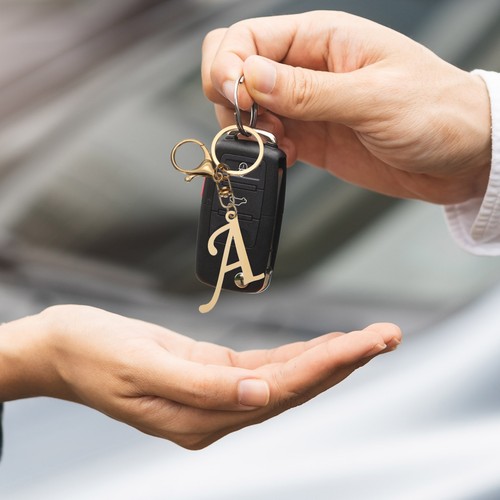 Gold Initial Letter Keychain, Stainless Steel A-Z Alphabet Keychains(Letter A) - Picture 6 of 7