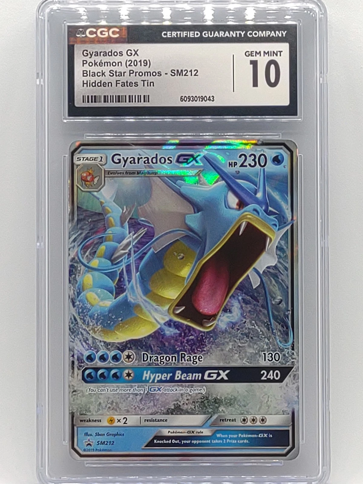 Pokemon 2019 Hidden Fates Tin Gyarados GX SM212 Black Star Promo CGC 10 Gem Mint