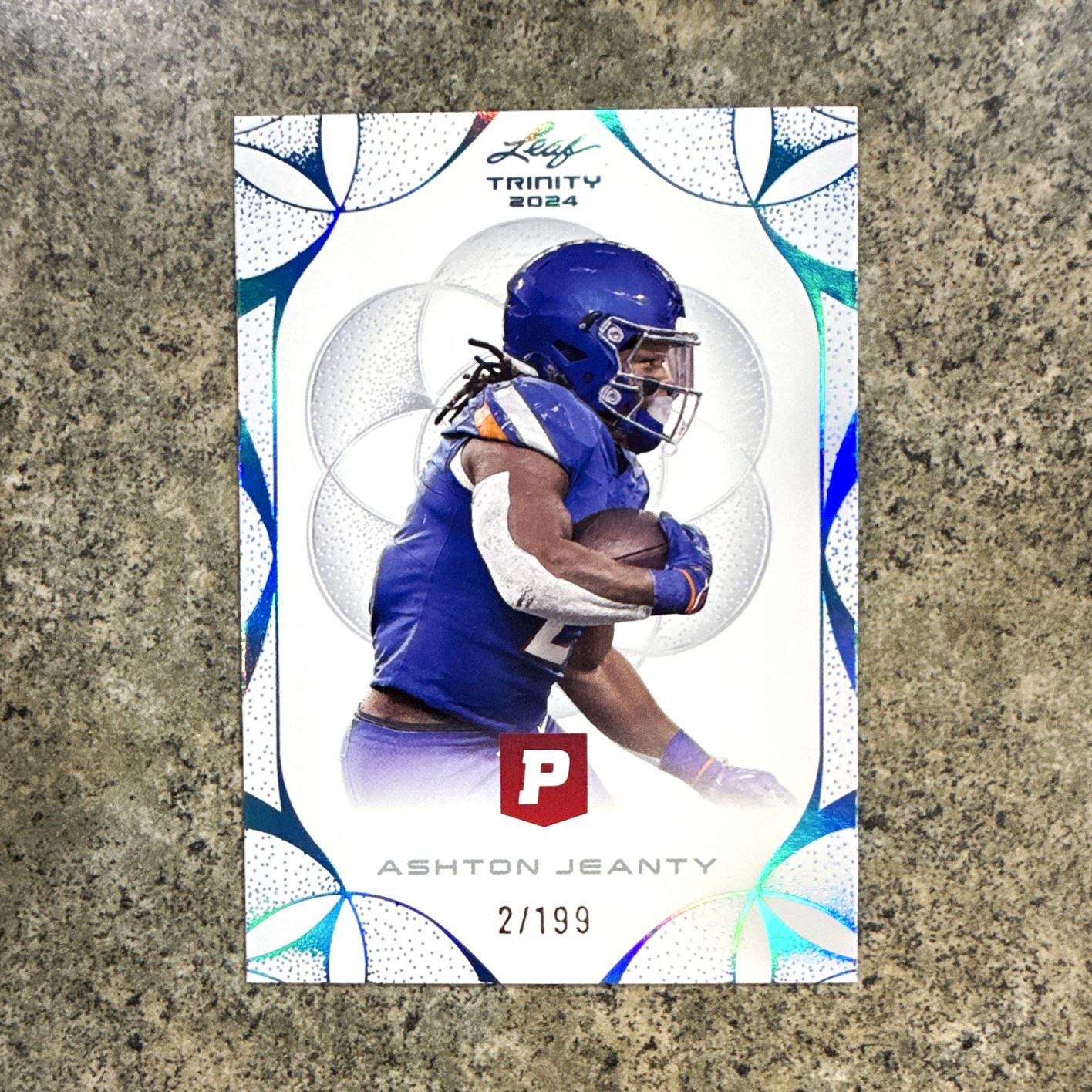 Leaf 2024 Trinity Pristine Auction Ashton Jeanty #7 Boise St Platinum Blue /199