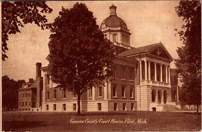 Flint MI-Michigan, Genesee County Courthouse, c1914 Vintage Souvenir Postcard