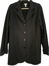 CHICO'S Blazer Black Stretch Ponte Knit Jacket Large Chico  s 2 EUC GW9