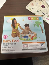 Intex Dino Buddies 3-Ring Baby Pool Inflatable Kiddie Ages 1-3 24in x 8.5in