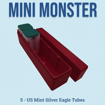 1oz Silver Eagle Mini Monster Box - 5 Tube - US Mint Coin Tube Box - 3D Printed