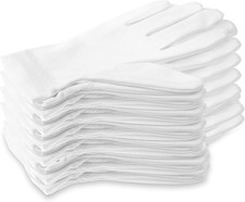 12 Pairs 100 White Cotton Gloves for Eczema, Moisturizing Gloves for Dry Hands