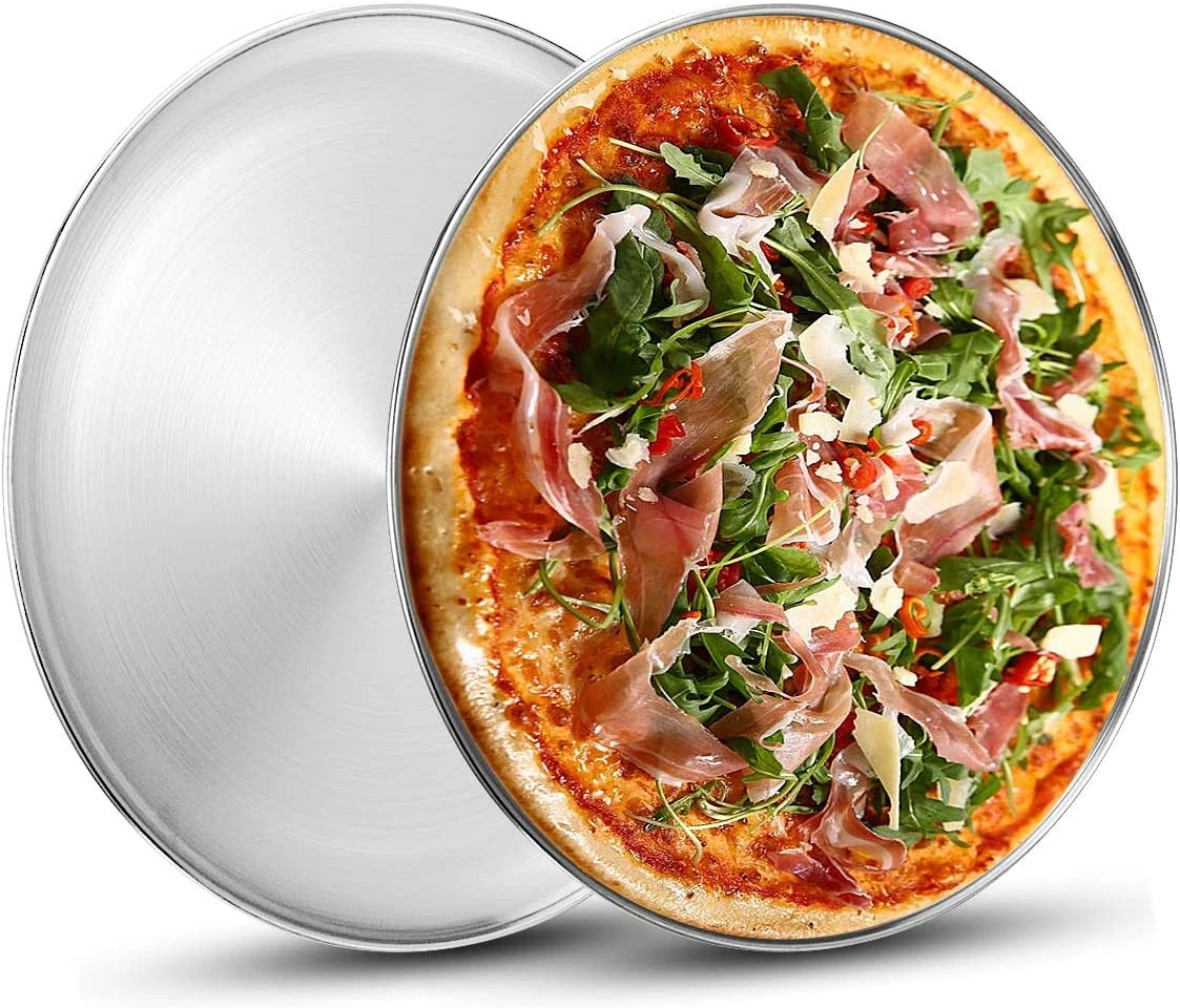 Stainless Steel Pizza Pan, 13 Inch round Pizza Baking Sheet, Healthy Pizza Bakin