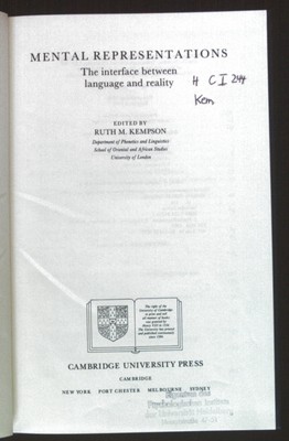 Mental Representations: The Interface between Language and Reality. Kempson, Rut