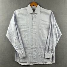 Ben Silver Shirt Mens 16.5 36 Blue White Striped Casual Dress Cotton Charleston