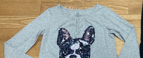 Girl's Lands' End & Cat & Jack Outfit Size 6 - Sequin Puppy Top w/Black Jeans - Picture 3 of 8