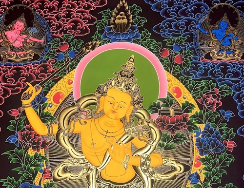 Rare hand painted Tibetan Manjushri buddha mandala Thangka painting Om yoga - Picture 3 of 5