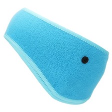 Ear Warmer Headband Winter Stretchy Sweatband with Buttons Light Blue