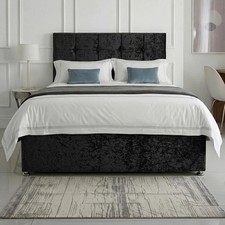 LUXURY GREY FABRIC DIVAN BED SET WITH MATTRESS & HEADBOARD 4FT6 DOUBLE 5FT KING