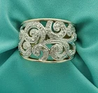 Silver Whimsical Diamond Cut Filigree Band-Sterling-15.5mm Wide, Vintage