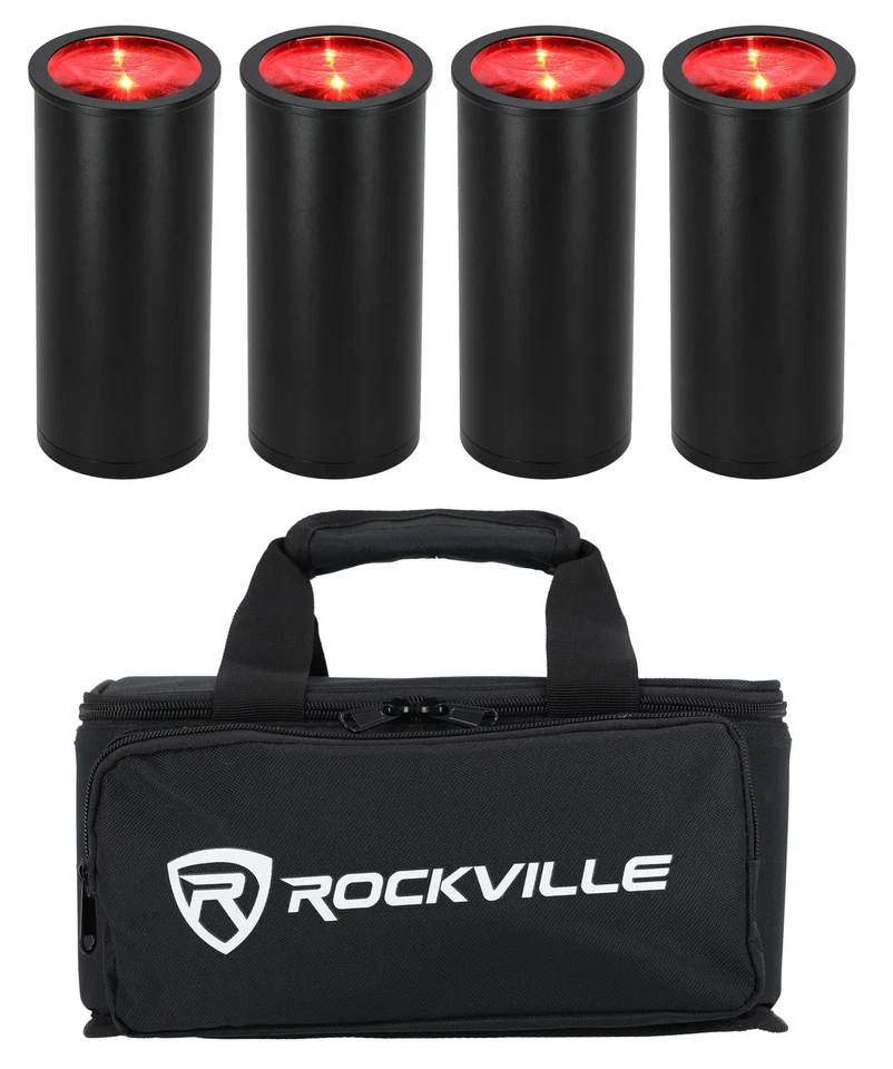 Rockville 4 PACK MINI HALO BLACK DJ Wash Lights+Bag, Wireless DMX/Rechargeable - Image 2 of 4