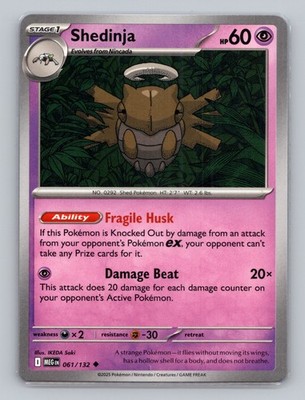 Shedinja 061/132 Uncommon Mega Evolution MEG EN Pokemon Base Set TCG