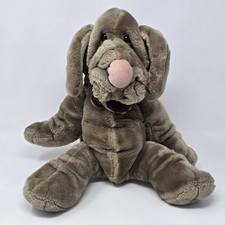 Vintage Wrinkles Ganzbros Brown Dog Hand Puppet Plush Stuffed Animal Toy 1981