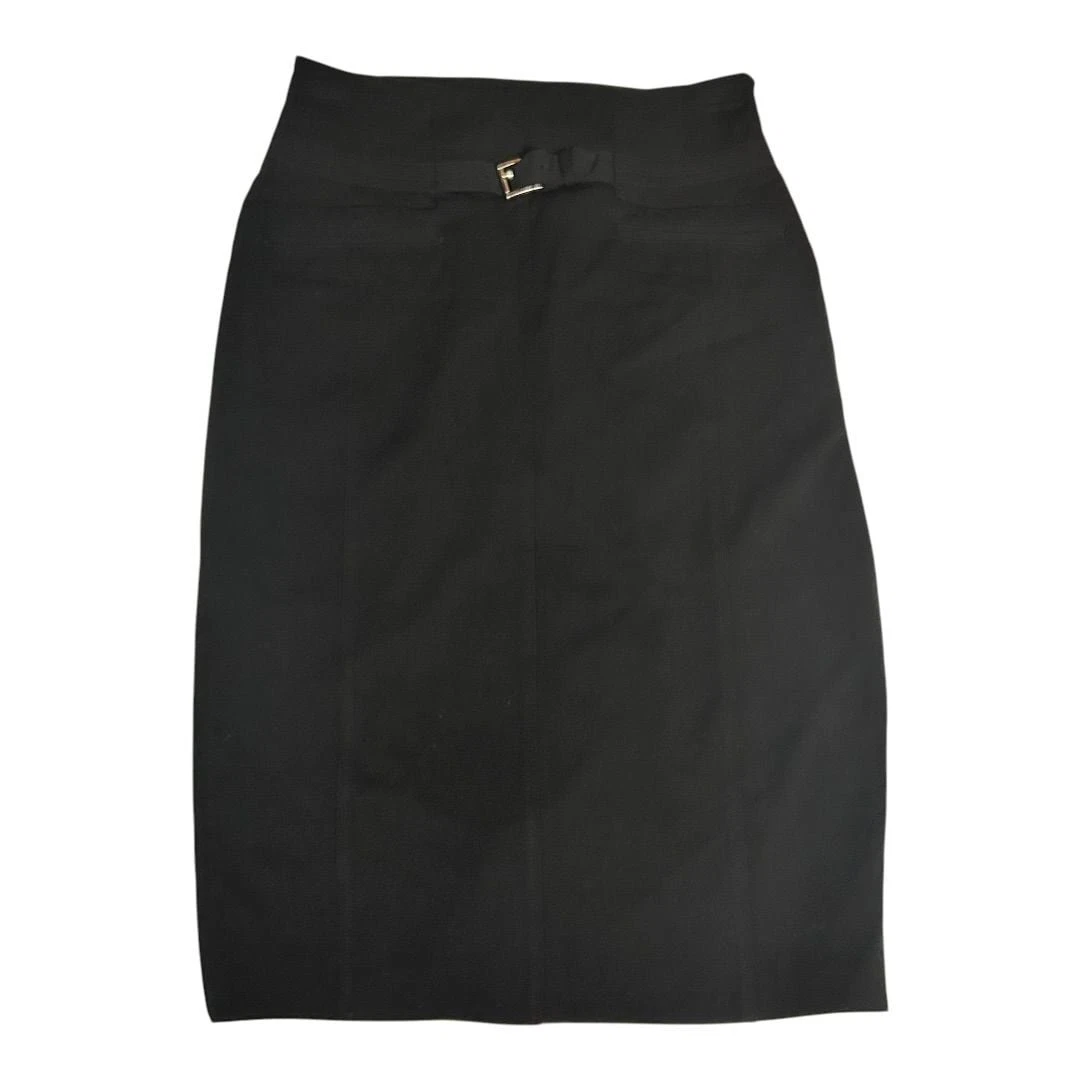 Nine West Womens Button Front Pencil Skirt, Black, Plus Size, 14W