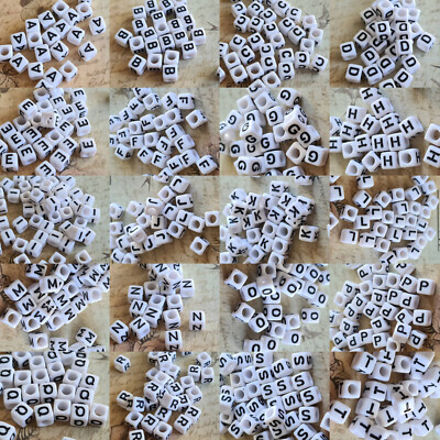 5-500 Acryl Perlen Buchstaben A-Z Zahlen Würfel 10 x 10 x 10mm Mix/freie Auswahl