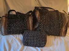Vera Bradley Brown/black Zebra Pattern Xl And Lg Duffle Tote Bags W/cosmetic Bag