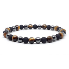 Bracciale Occhio di Tigre perle nero Onice pietre naturali da uomo braccialetto