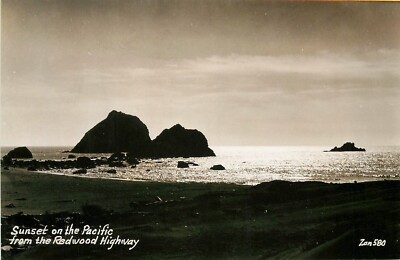 Postcard RPPC Photo 1930s California Redwood Sunset Pacific Zan 22