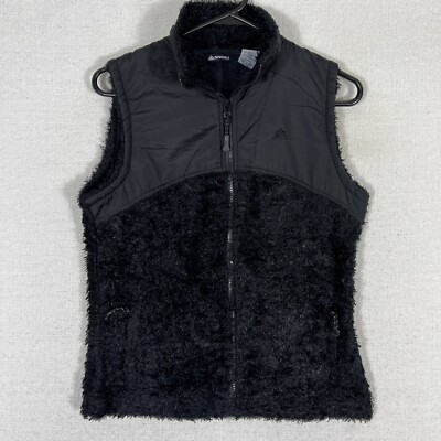Snozu Faux Fur Vest Womens Medium Full Zip Fuzzy Black