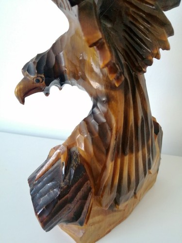 Vintage vulture eagle hawk wood sculpture Romanian wooden statue handmade carved - Picture 2 of 12