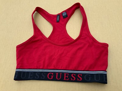 Guess Crop Top Small Rot Baumwolle Stretch Neu 