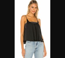 Free People NEW Womens Small Black Turn It On Cami Sequins Camisole ob1064843